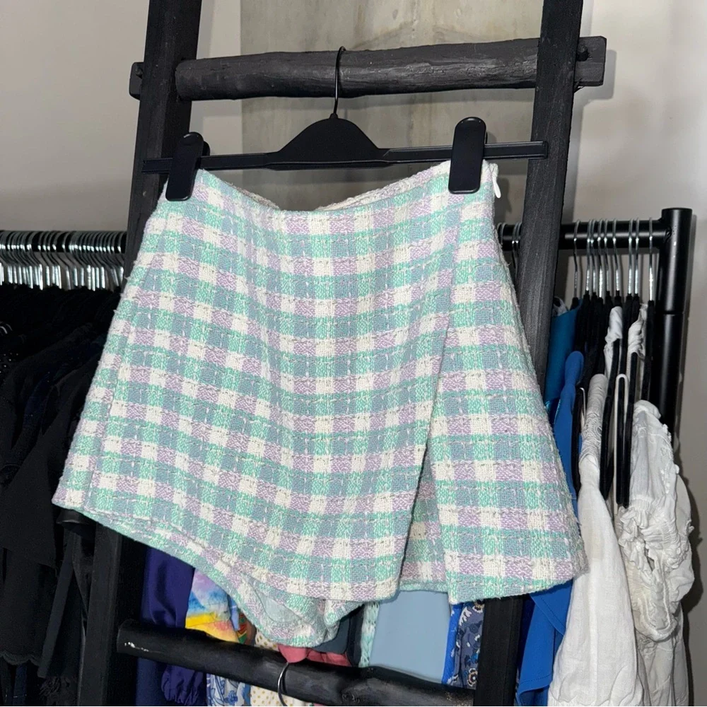 Zara Pastel Plaid Cropped Blazer and Skort Set - Picture 13 of 17